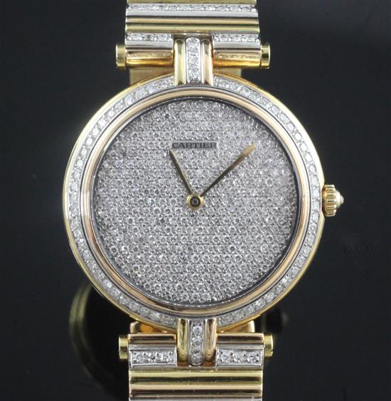 A Cartier special edition 18ct two colour gold and diamond set quartz wrist watch,